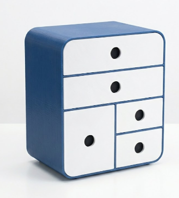 5-Drawer Desktop Organizer – Modern Minimalist 3D Printed Storage