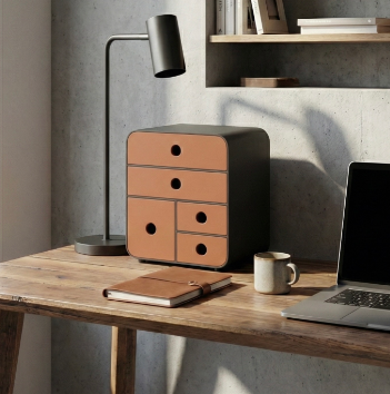 5-Drawer Desktop Organizer – Modern Minimalist 3D Printed Storage