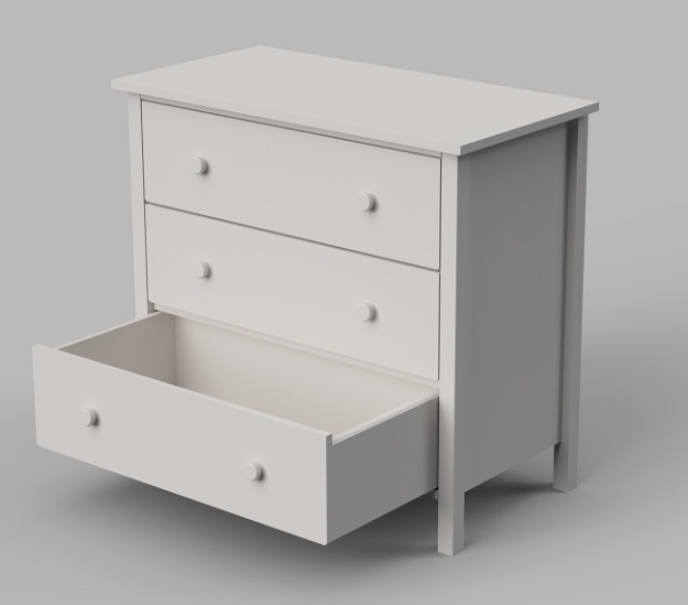 3-Drawer Dresser | 1:12 Scale Dollhouse Miniature