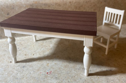 1:12 Scale Rustic Miniature Dining Table & Chair Set