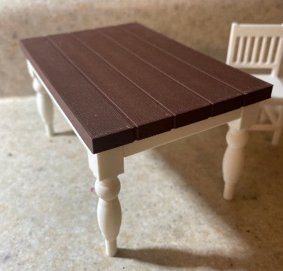 1:12 Scale Rustic Miniature Dining Table & Chair Set