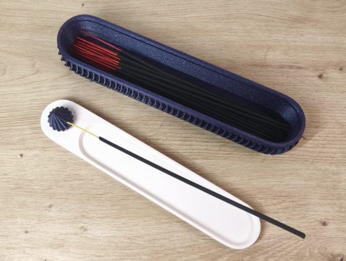 Wave Incense Tray & Storage Holder – 3D Printed Boho Mystic Decor