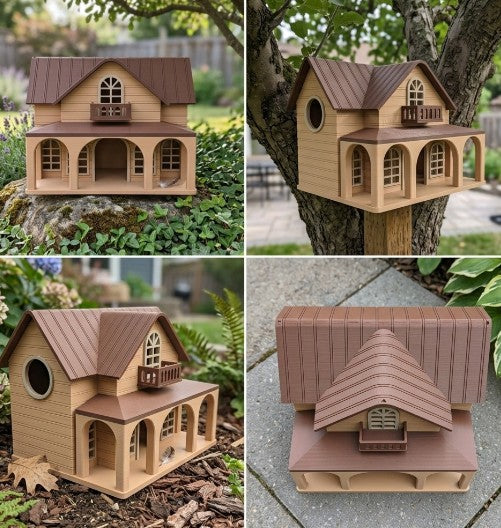 Meadowview Manor Luxury Architectural Birdhouse – 3D Printed
