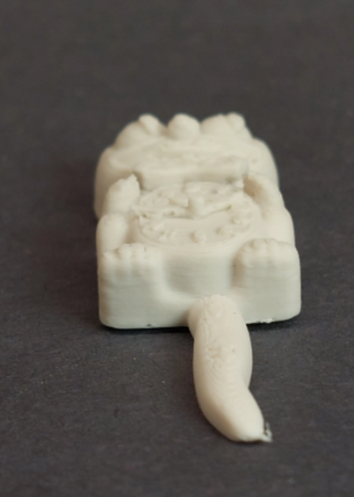 Felix the Cat Miniature Clock - 3D printed white bottom view showing tail