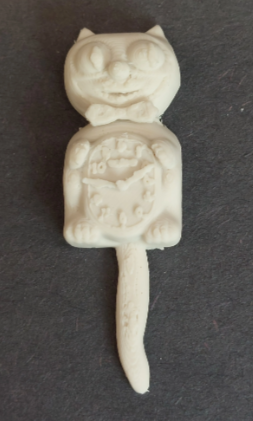 Felix the Cat Miniature Clock - 3D printed white front face view