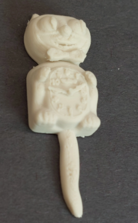Felix the Cat Miniature Clock - 3D printed white three-quarter front view