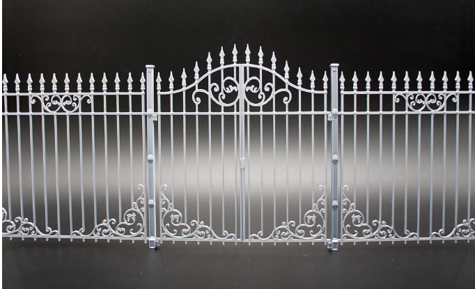 1:12 scale wrought iron fence full set front view