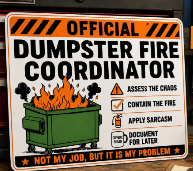 Official Dumpster Fire Coordinator Sign