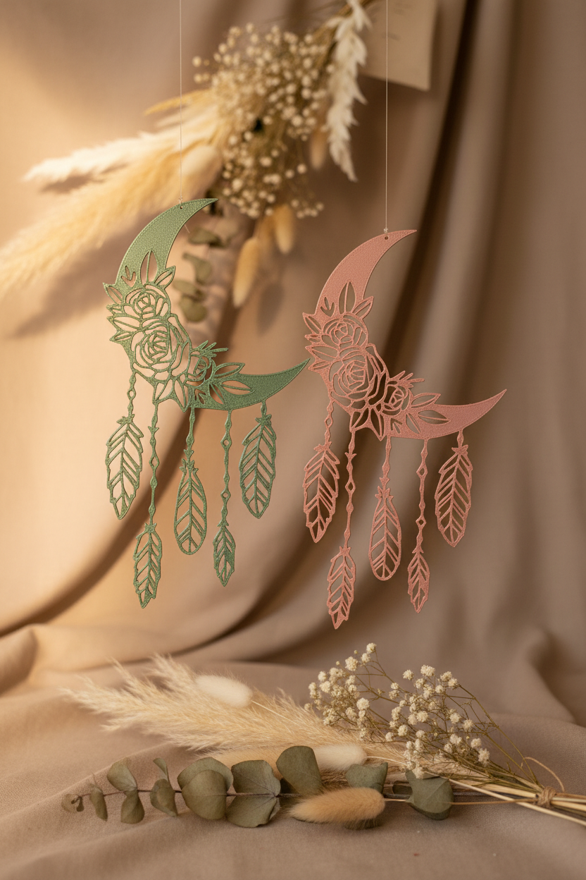 Floral Moon Dream Catcher - Color Variants Styled