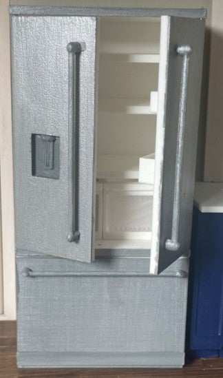 1:12 Scale Miniature Side-by-Side Refrigerator with Bottom Freezer