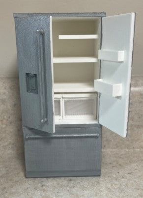 1:12 Scale Miniature Side-by-Side Refrigerator with Bottom Freezer