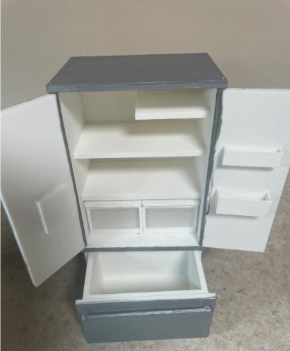 1:12 Scale Miniature Side-by-Side Refrigerator with Bottom Freezer