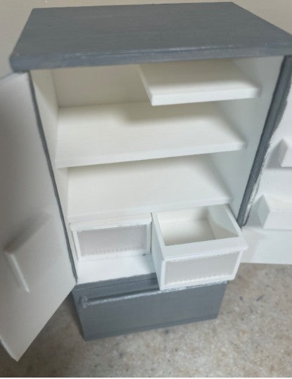 1:12 Scale Miniature Side-by-Side Refrigerator with Bottom Freezer