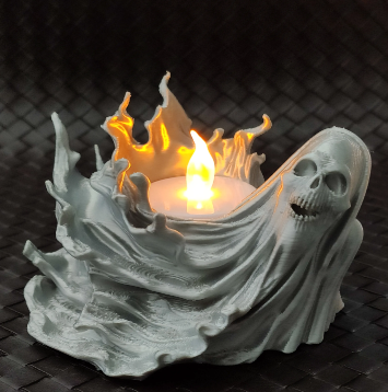Cursed Emberfiend ghost crown tealight holder - orange