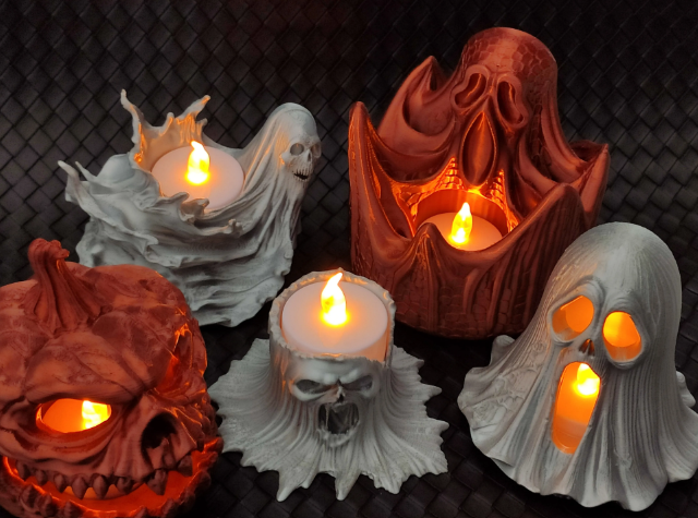 Halloween Tealight Holder Set of 6 - full collection group shot