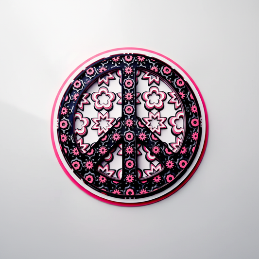 Peace Sign Dimensional Mosaic Wall Hanging - white background studio shot