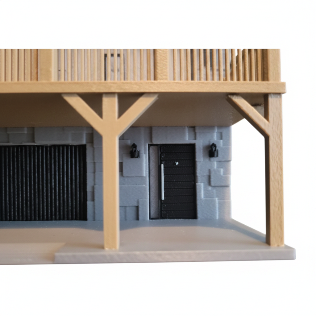 Log Cabin Chalet Architecture Model - lower level white background