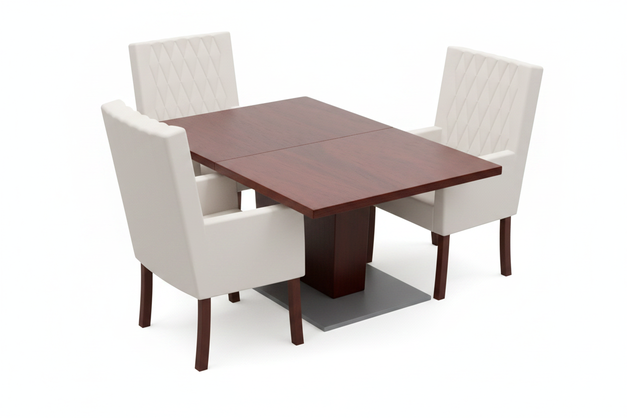 1:12 scale dollhouse dining set on white background, 3/4 angle