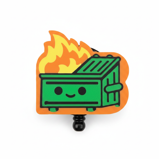 Dumpster Fire badge reel white background