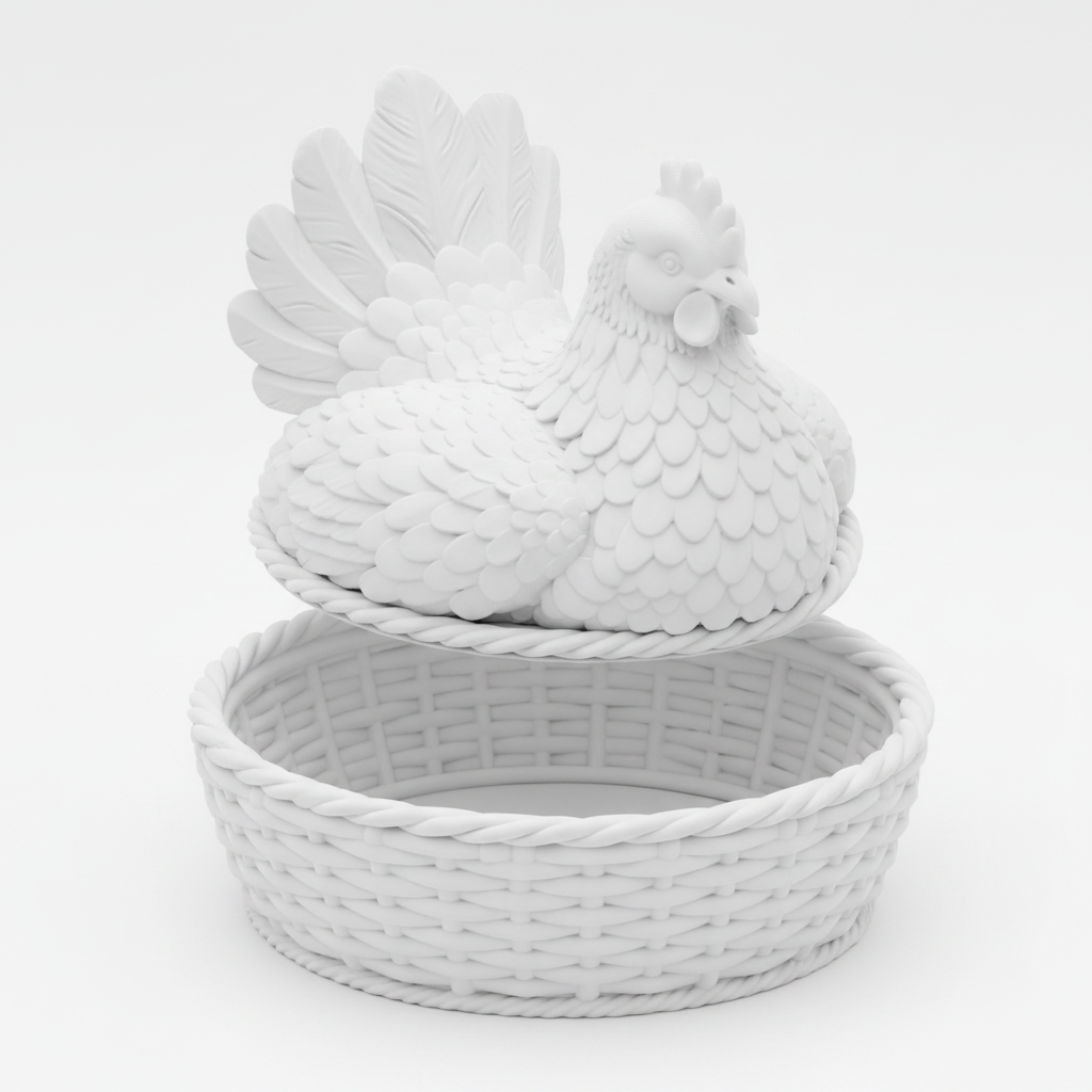 Hen on a Nest dish in classic white
