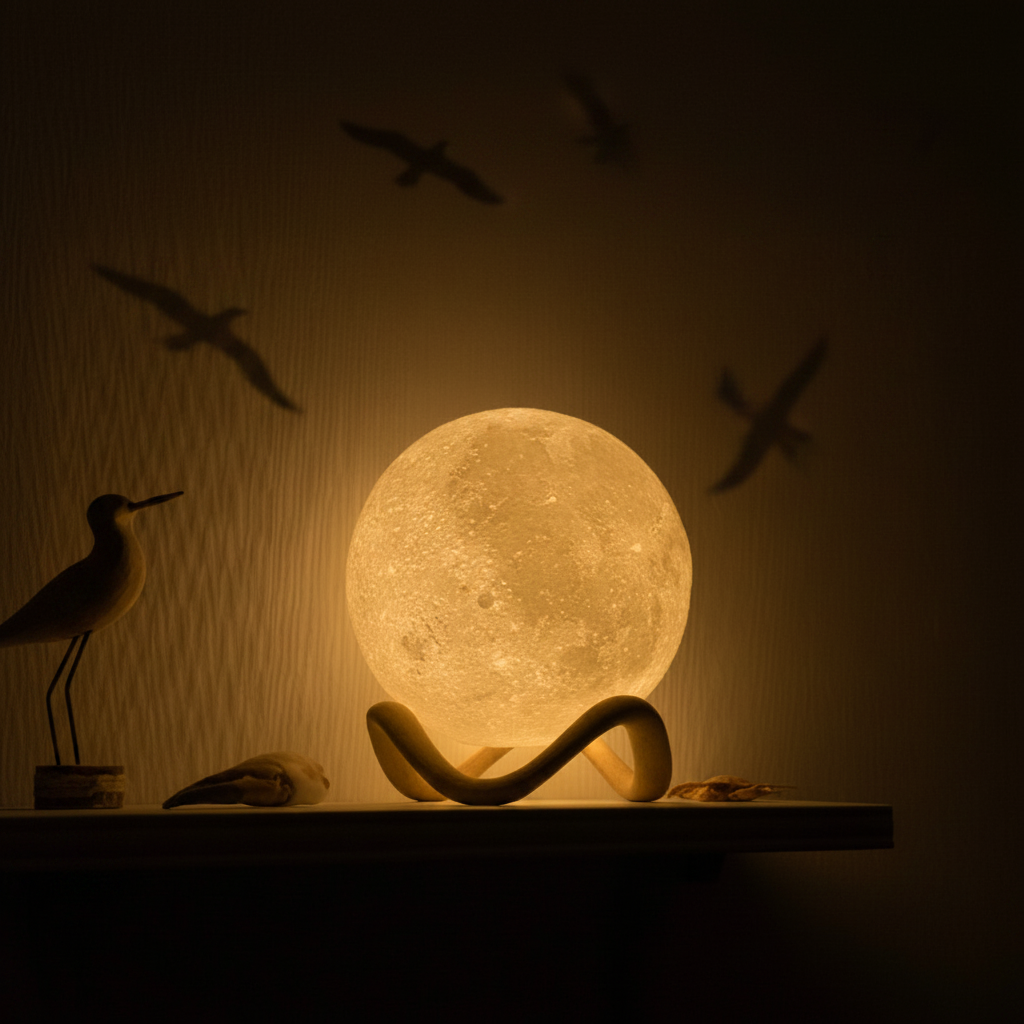 Cinematic moon lamp mood shot