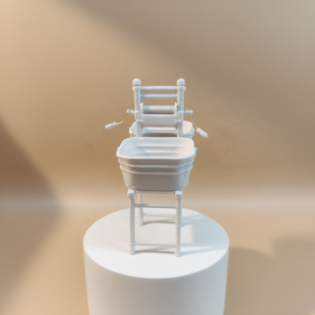 Miniature antique laundry set clean white studio photo