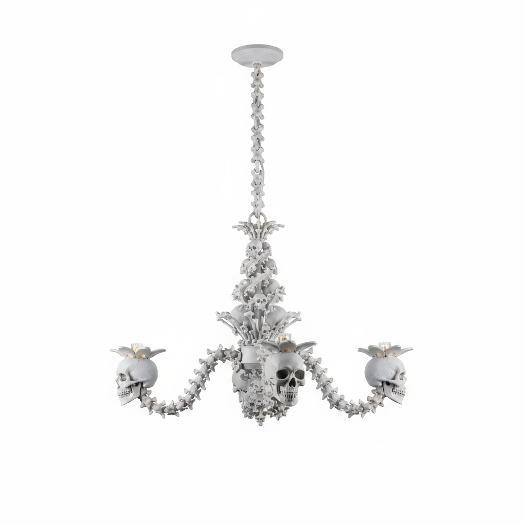 Skull Chandelier - front white background studio shot