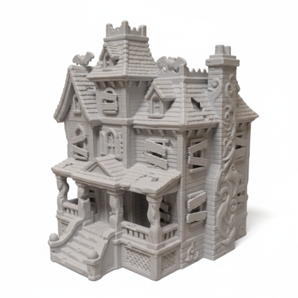 Halloween haunted house decoration white background studio shot