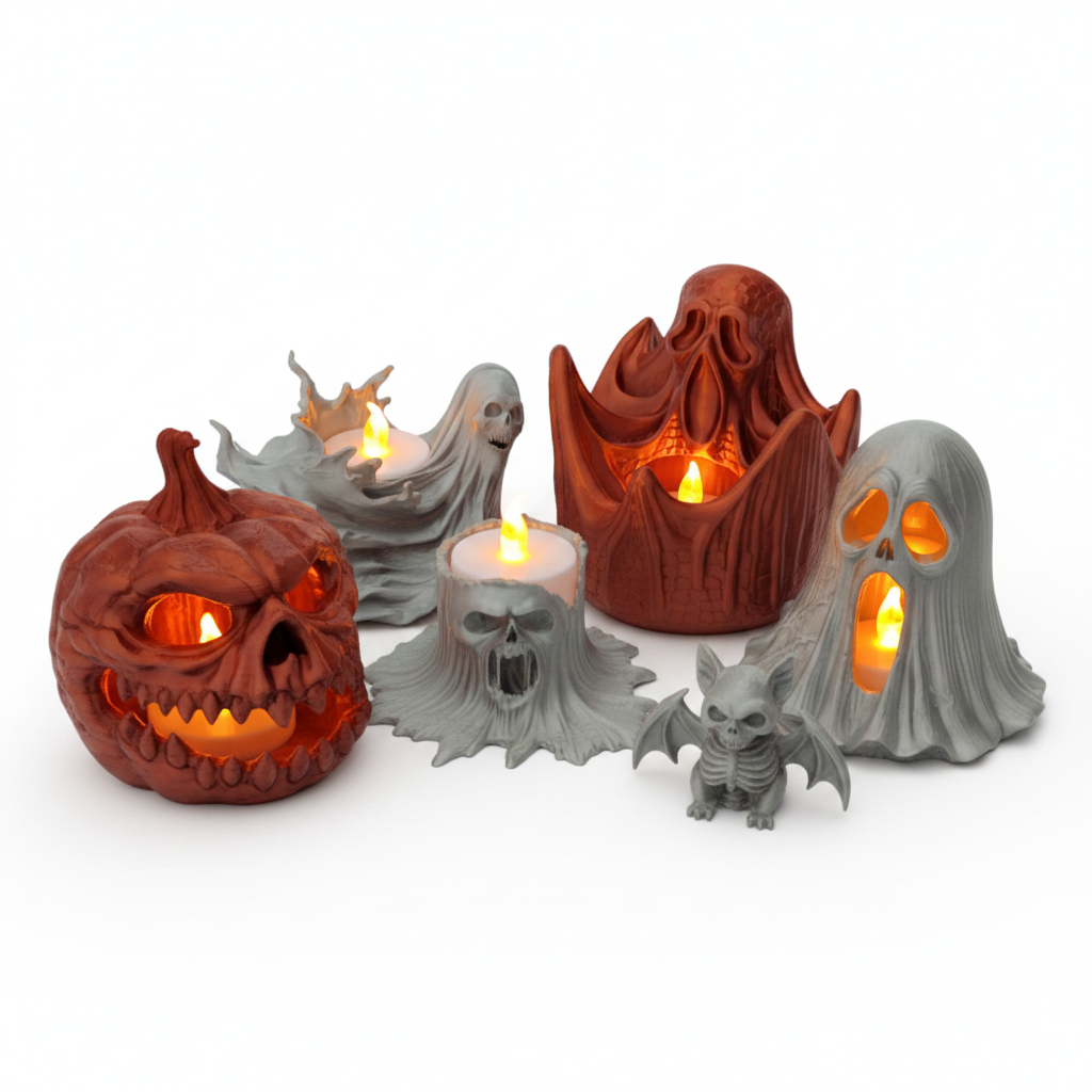 Halloween Tealight Set - white background studio shot