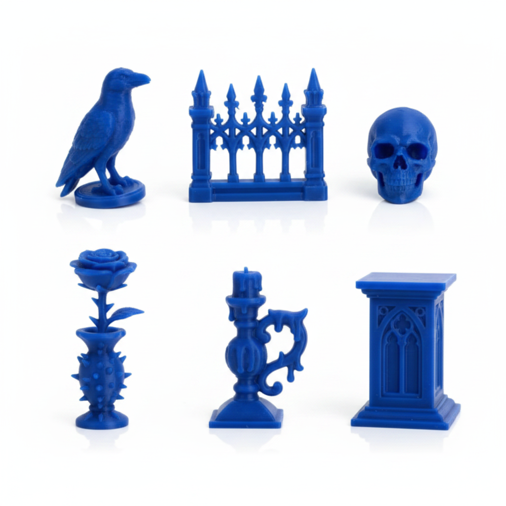 Gothic miniatures set all 6 pieces white background studio shot