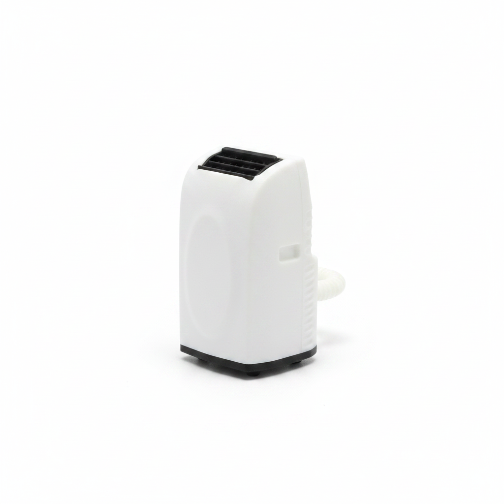 Miniature air conditioner clean white studio product shot