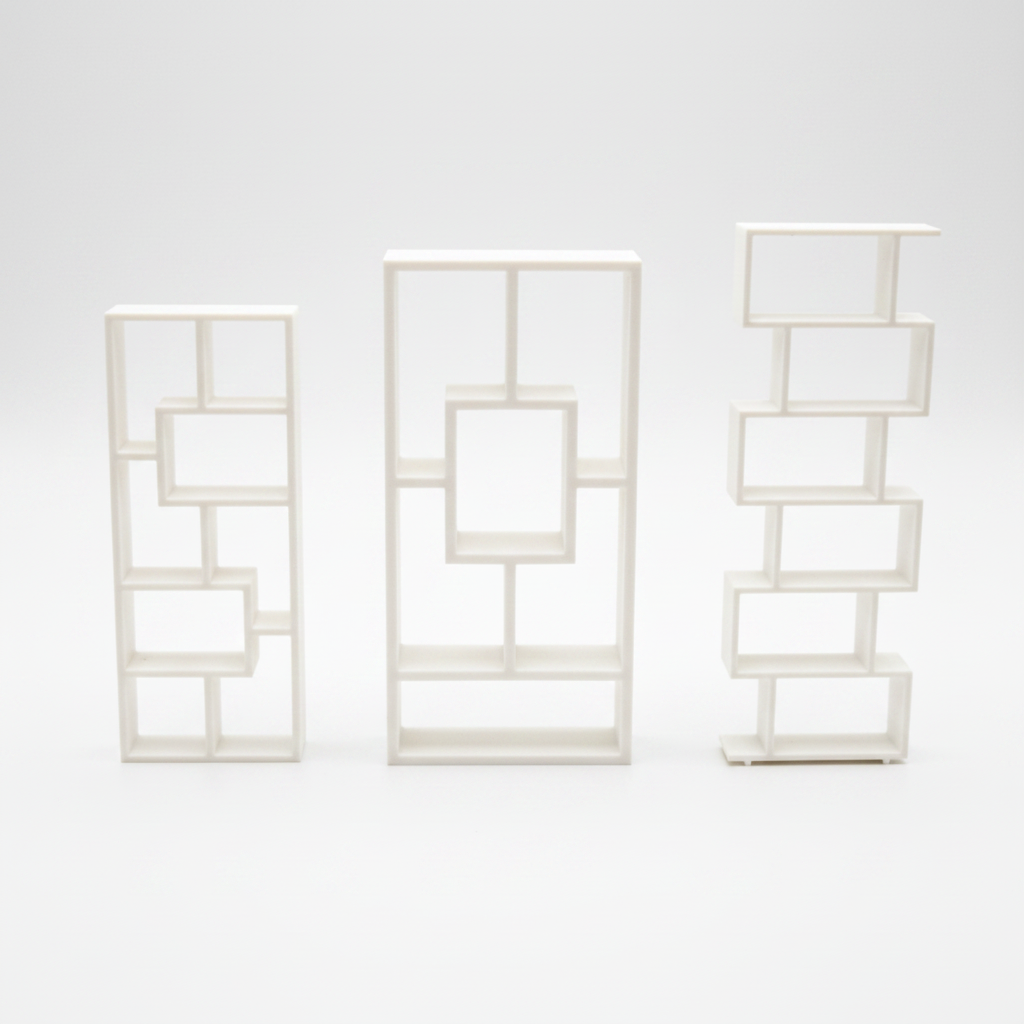 1/12 scale miniature divider shelf set 3 piece white background studio shot