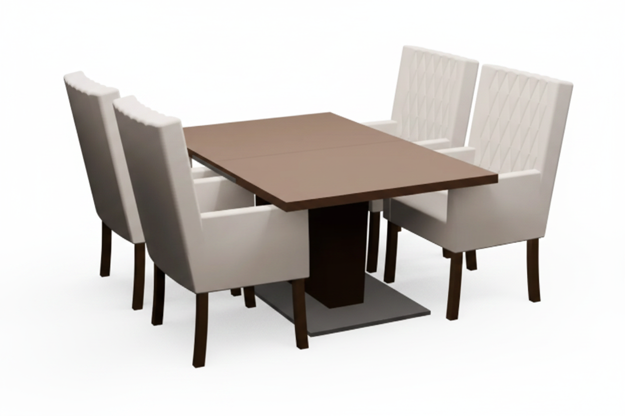 1:12 scale miniature dining table set white background full set view