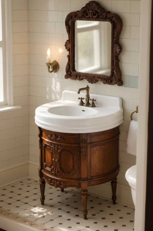 1:12 Victorian Bathroom Vanity Sink - Victorian dollhouse bathroom lifestyle scene
