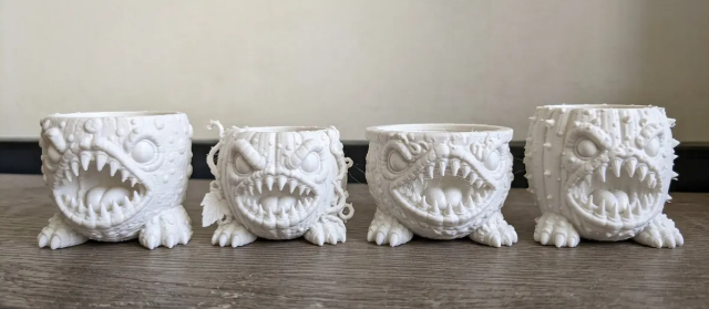 Monster Pots 4-piece set raw 3D print photo