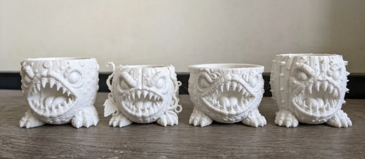Monster Pots 4-piece set raw 3D print photo