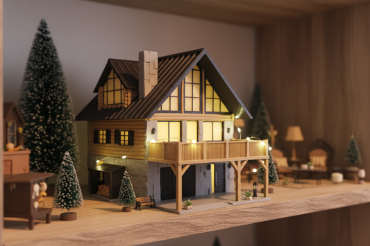 Log Cabin Chalet Architecture Model - lifestyle display scene