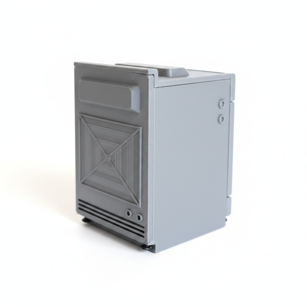 Miniature dishwasher rear side angle on white background