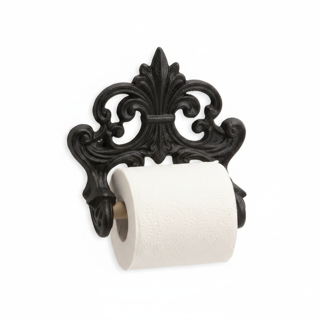 Miniature Victorian toilet paper holder white background studio shot