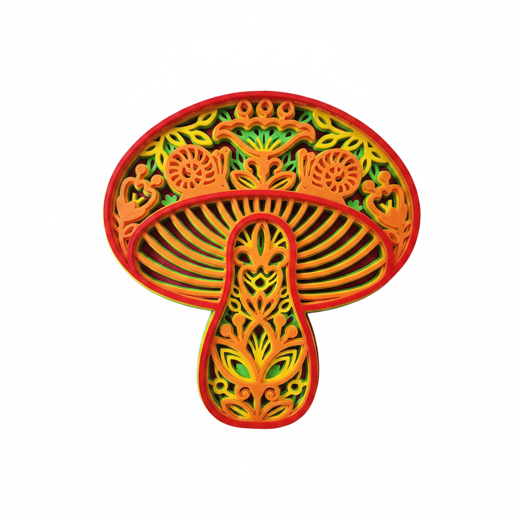 Mushroom Mandala Wall Art clean white background studio shot