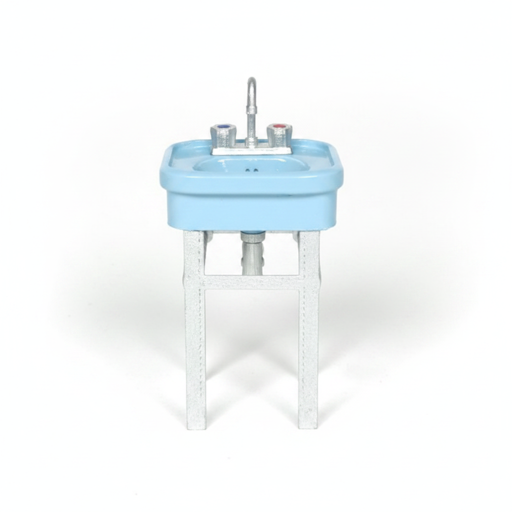 1:12 Retro Pedestal Sink - white background studio shot front view