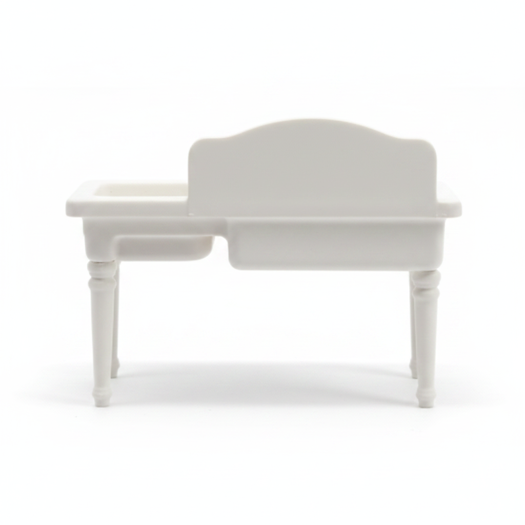 1:12 Scale Antique Farmhouse Sink - rear view white background