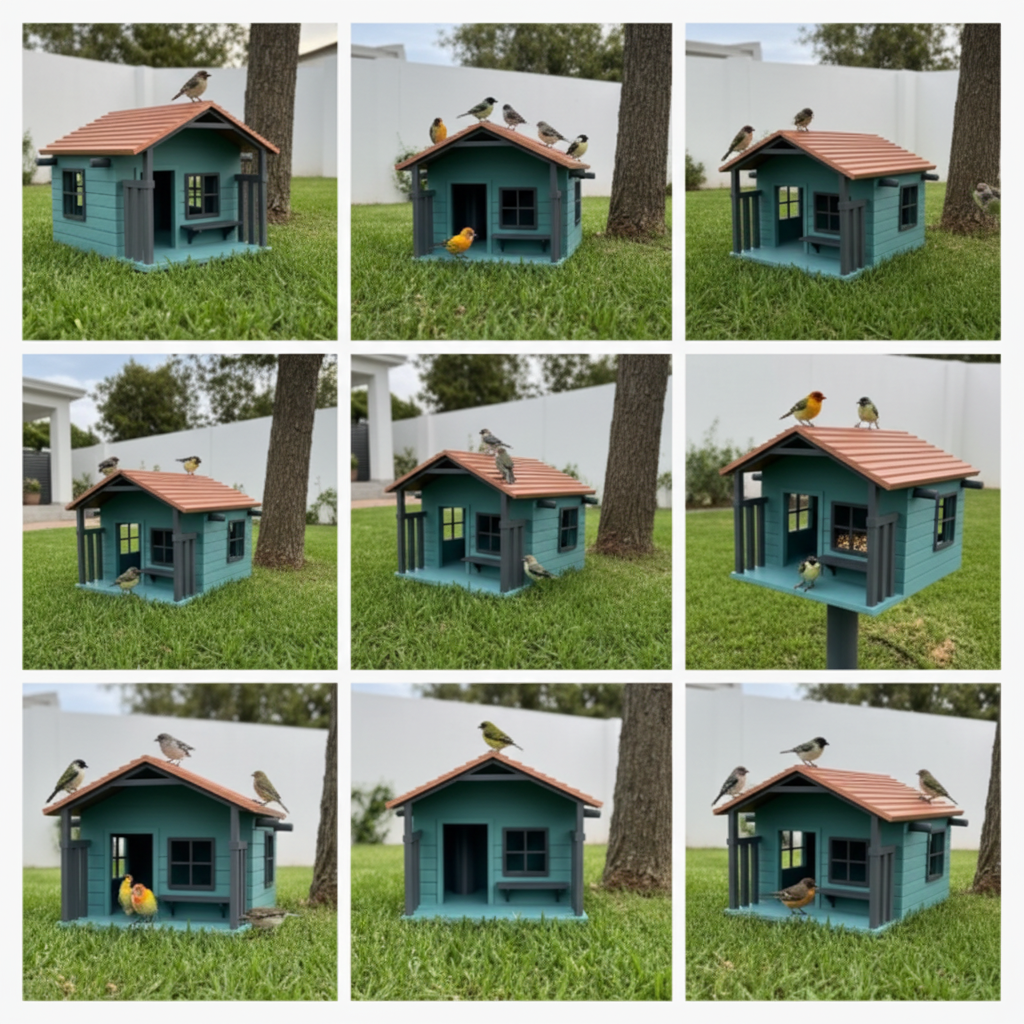 Heritage Farmhouse Bird Feeder - teal garden setting