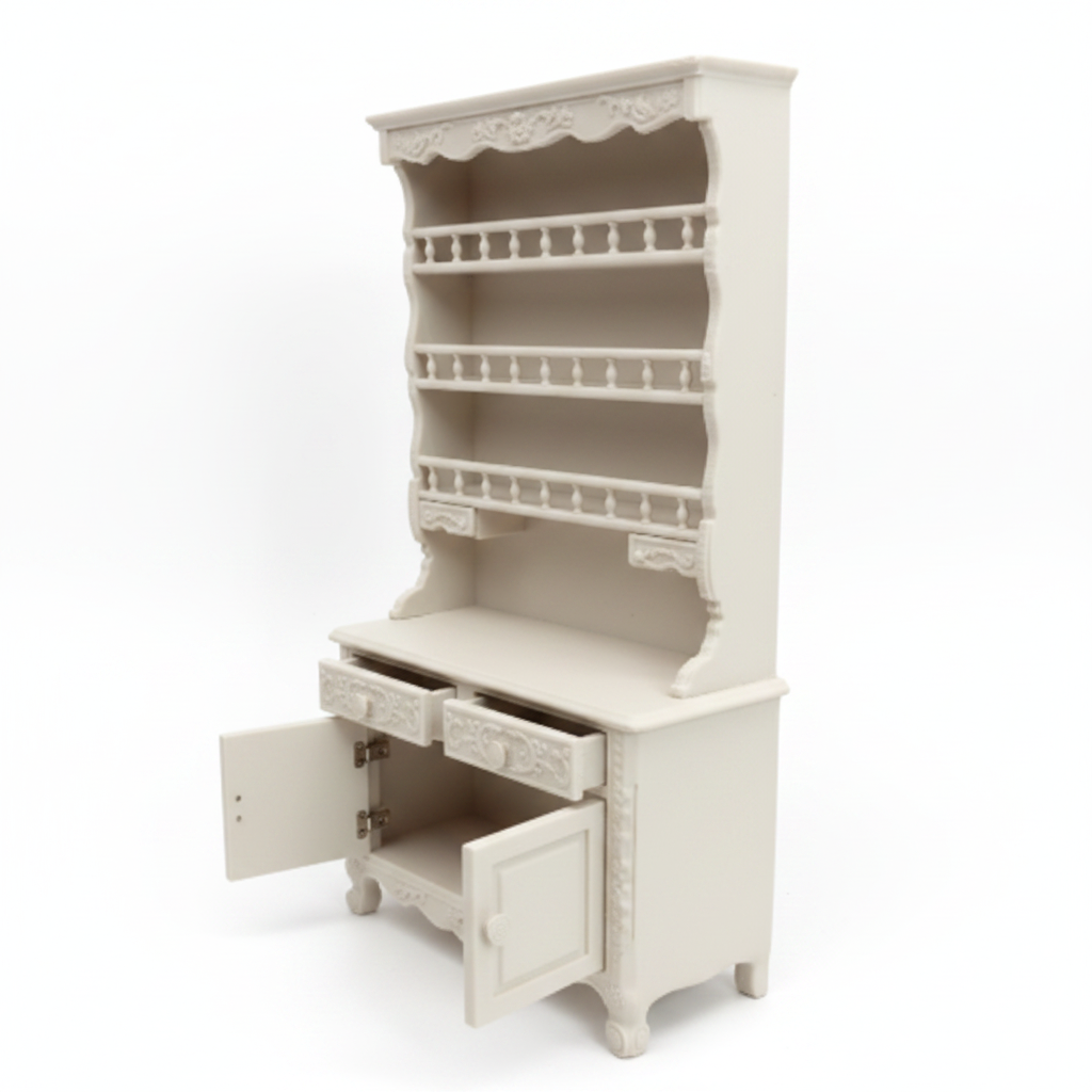 French Provincial Hutch - doors open white background
