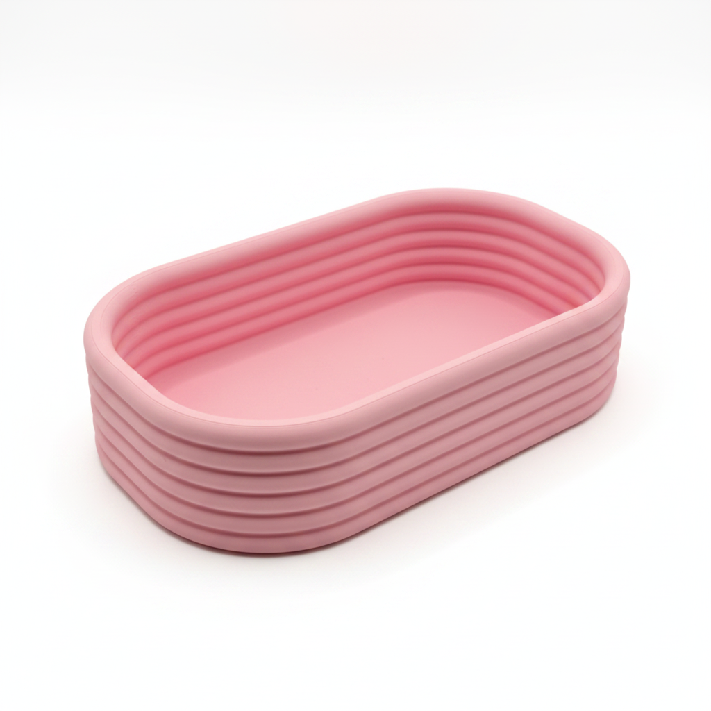 Groovy capsule tray front elevated angle showing depth
