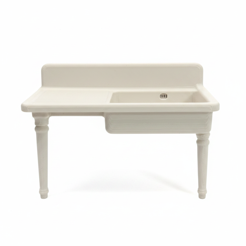 1:12 Scale Antique Farmhouse Sink - white background studio shot