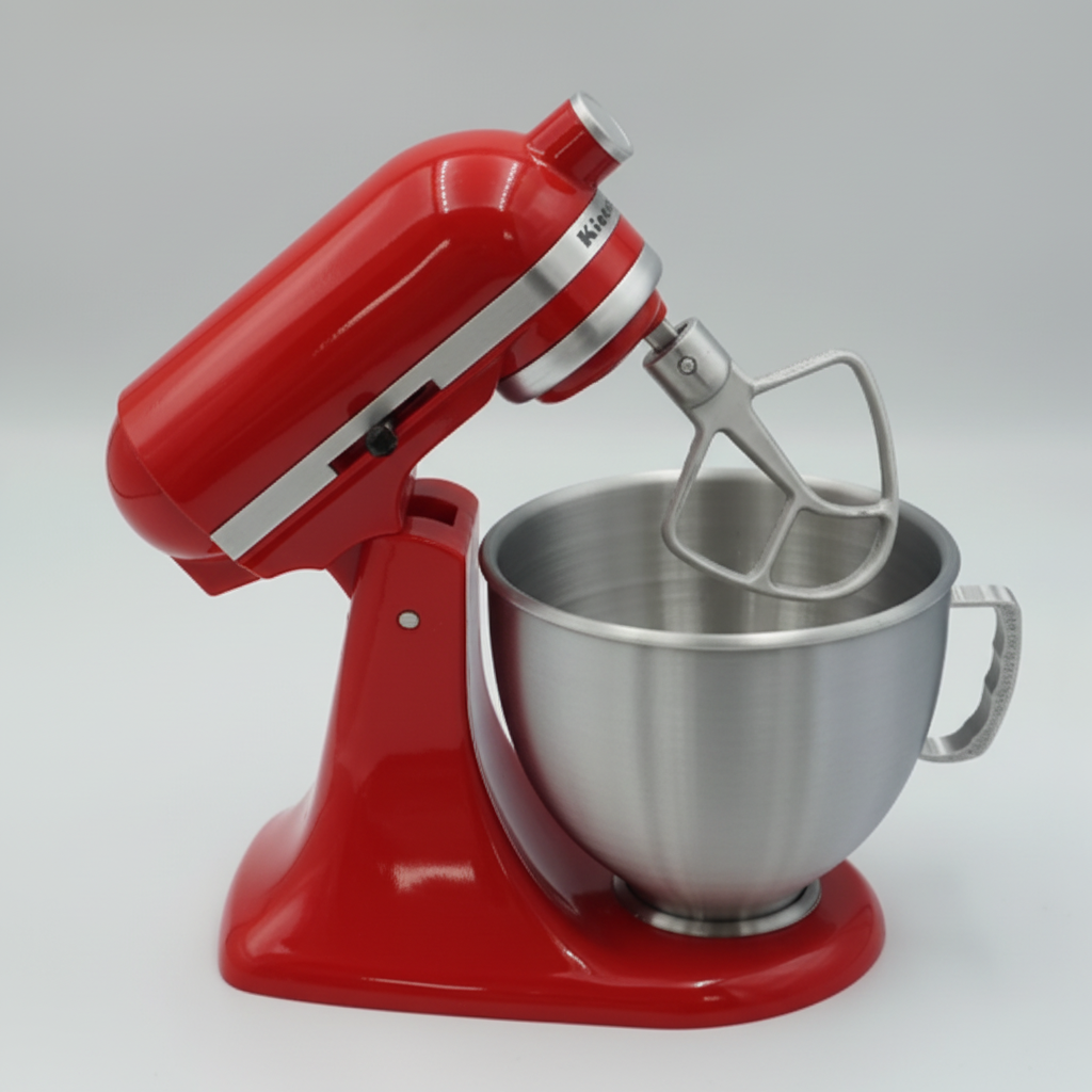 1:12 scale miniature red KitchenAid mixer white background