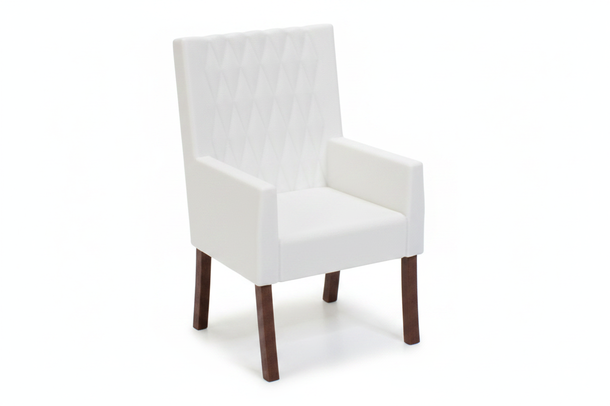 1:12 scale miniature white diamond quilted armchair white background close-up