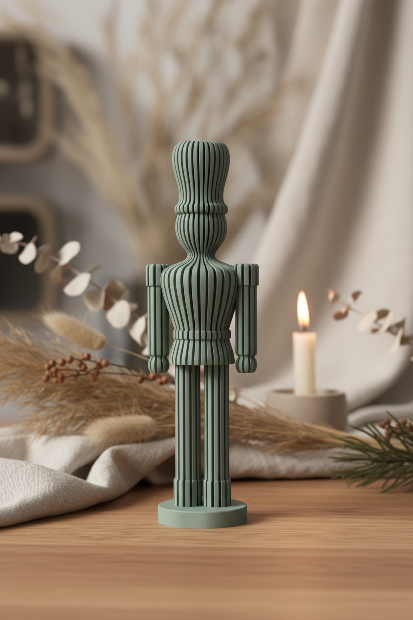 Modern Japandi nutcracker decoration set in holiday lifestyle scene