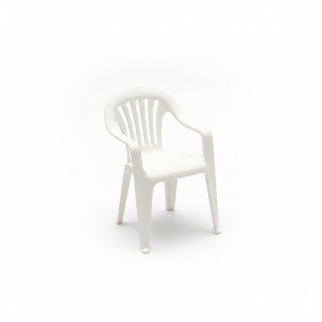 Miniature 1:12 scale classic lawn chair white background studio shot side view